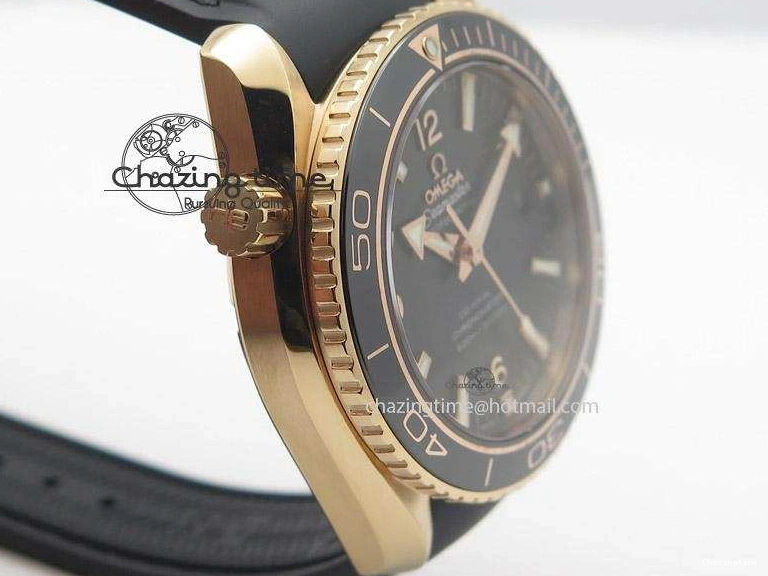 0522 Planet Ocean Professional Rose Gold Liquid Metal V6F 42mm On Black Rubber Strap A Vibrant 8266